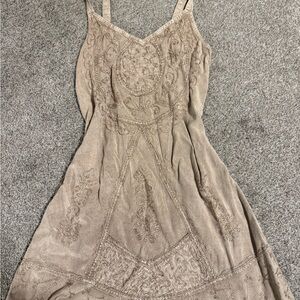 Elegant Beige Embroidered Dress